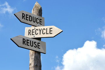 Reduce, recycle, reuse signpost
