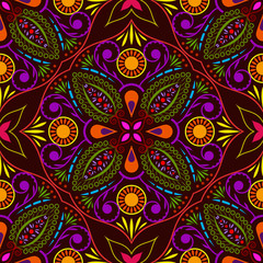 Abstract seamless colorful flower vector pattern.