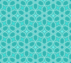 Abstract seamless blue star vector pattern.