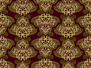 Seamless dark purple and brown floral vintage vector background.