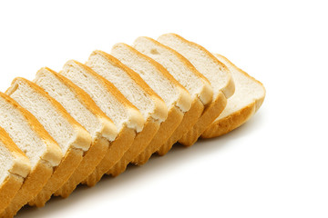 Slices of bread isolated on white background