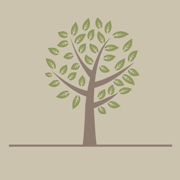 Abstract tree flat design vector background.