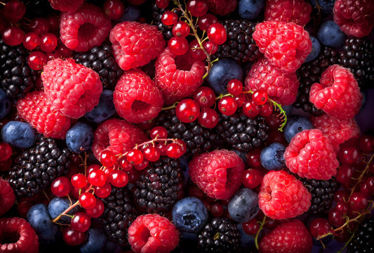 Berries mix in studio dark background