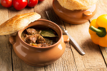 Irish pie with meat and vegetables
