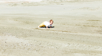 Obraz premium Beauty smiling sport child boy press up exercising 