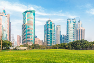 Fototapeta premium cityscape under the blue sky,shanghai china.