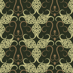 Abstract seamless green vintage floral vector pattern.