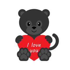 panther and heart with text