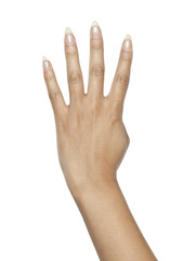 hand gesturing four fingers