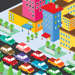 isometric residential view cartoon theme