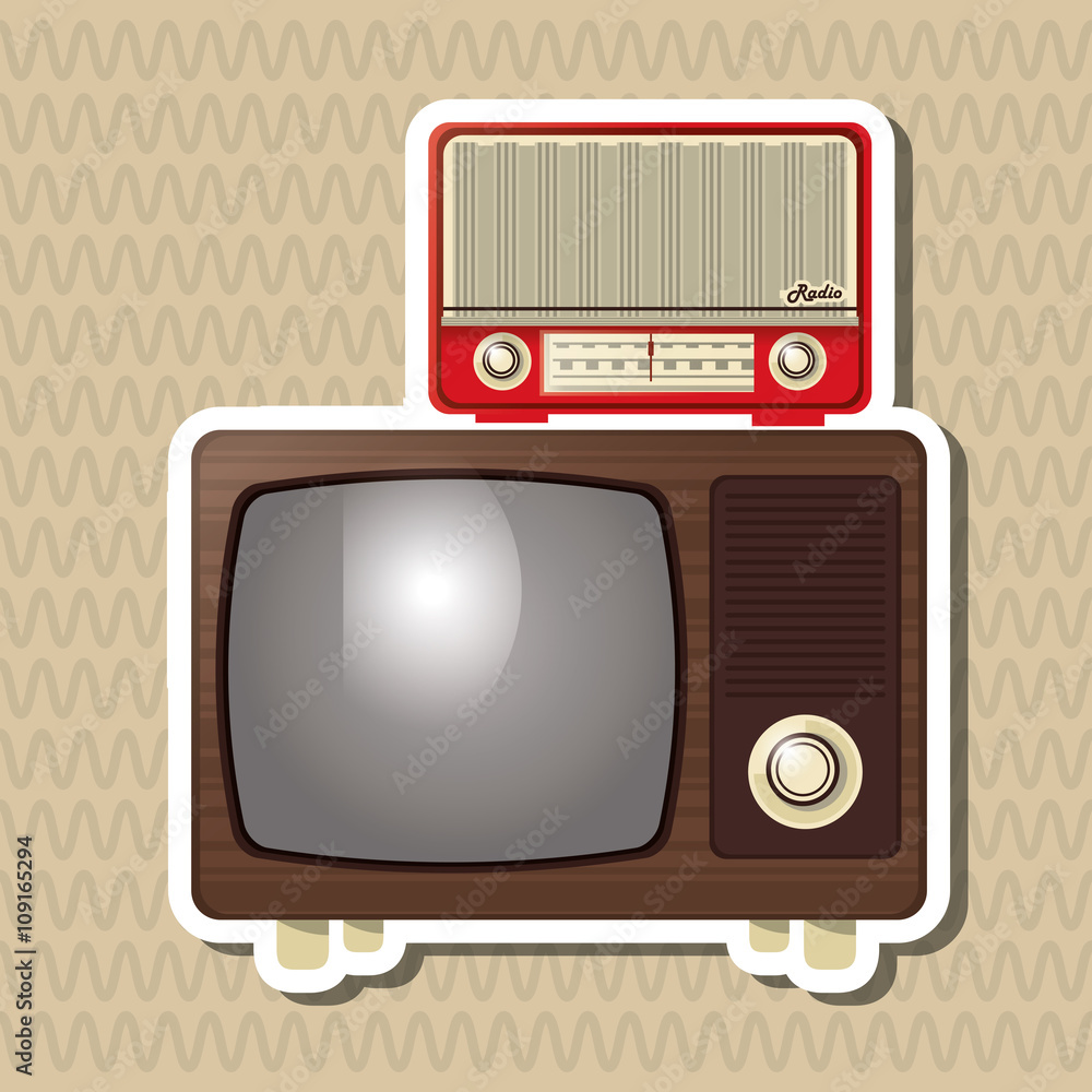 Sticker flat illustration about vintage tv design