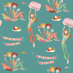 Pajama party.  Seamless background pattern.