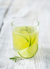 lime lemonade on wooden background