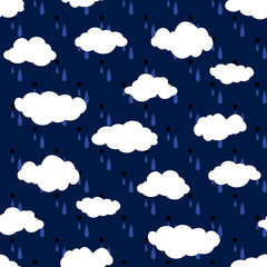 Seamless pattern with clouds, rain, snow