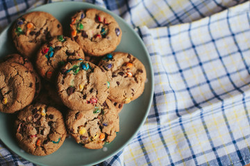 cookies on a plate on a wooden table