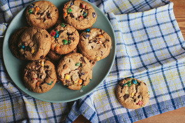 cookies on a plate on a wooden table