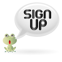 clip art speech bubble with a sign up logo