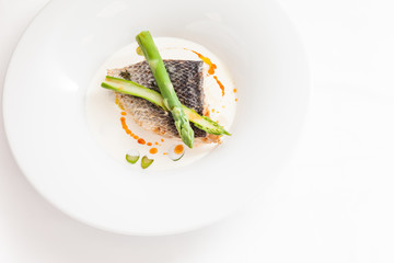white fish with asparagus