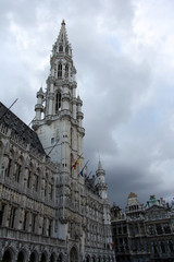 Naklejka premium the Flamboyant Town Hall on the Grand Place in Brussels