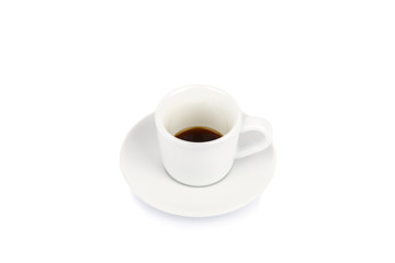 Empty cup with a black drink on a white background.