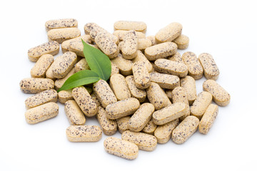 Alternative Medicine. Vitamin capsules. Homeopathic supplement.