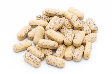 Alternative Medicine. Vitamin capsules. Homeopathic supplement.