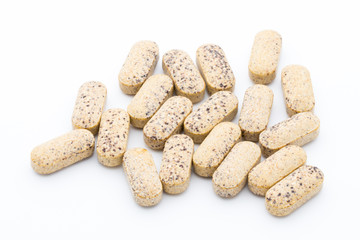 Alternative Medicine. Vitamin capsules. Homeopathic supplement.