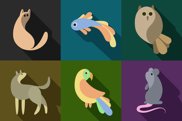 flat style animals set