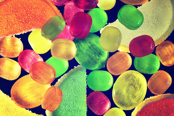 sucking on candy and marmalade, sweet food