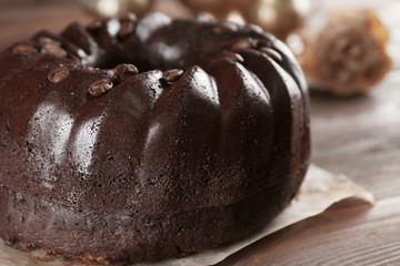Chocolate muffin cake, on the table