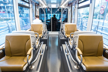 Naklejka premium New modern tram in Dubai, UAE