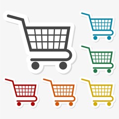 Multicolored paper stickers - Shopping Cart 