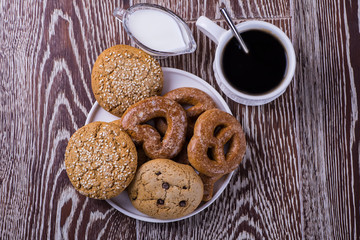 black coffee on a wooden background