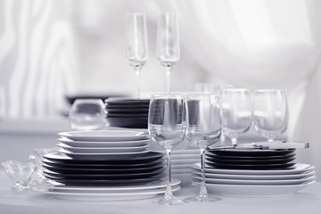 Set of dishes for dinner party