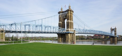 The Roebling suspension bridge between Ohio and Kentucky