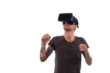Man with virtual reality glasses