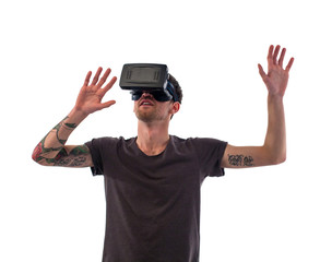 Man with virtual reality glasses