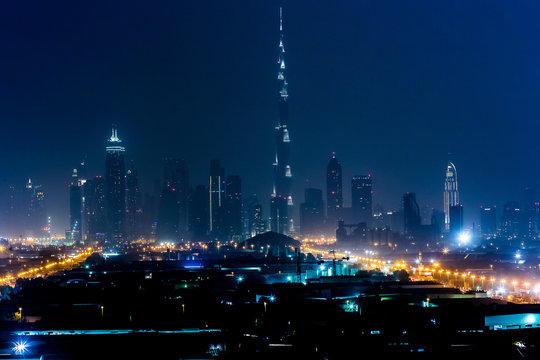 Dubai panorama at night