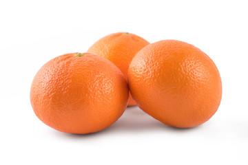 Three mandarins orange isolated on white background
