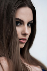 Obraz premium Pretty young sexy street fashion sensual woman posing outside dr