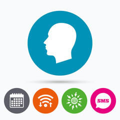 Head sign icon. Male human head.