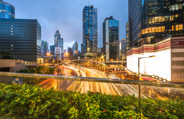 Fototapeta premium crowded traffic in the downtown district,hongkong china.