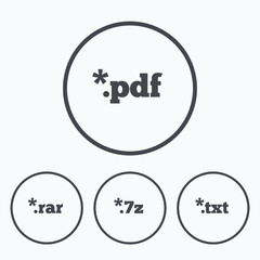Document signs. File extensions symbols.