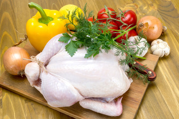 Broiler chicken and vegetables