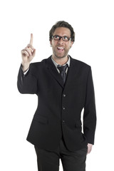 businessman pointing up