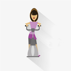 Fototapeta premium Woman Fitness, flat Design in white color backdrop