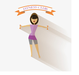 Woman Fitness, flat Design in white color backdrop