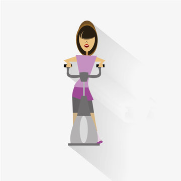 Woman Fitness, flat Design in white color backdrop