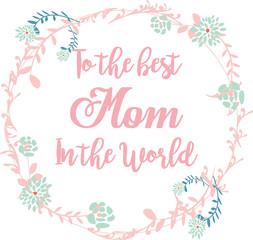 Obraz premium Mothers day card in white color backdrop whith crown of flowers