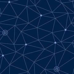 Obraz premium Abstract seamless pattern of cosmic space with styled net of paths and stars or way points, eps10 vector illustration